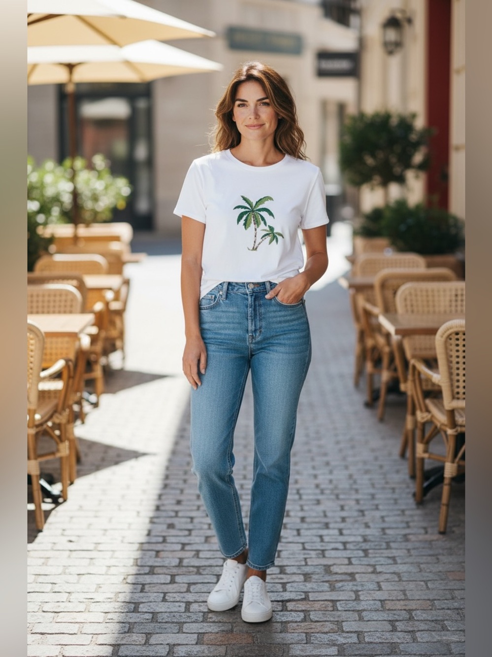 Krazy Kat White Palm Tree Graphic Tee